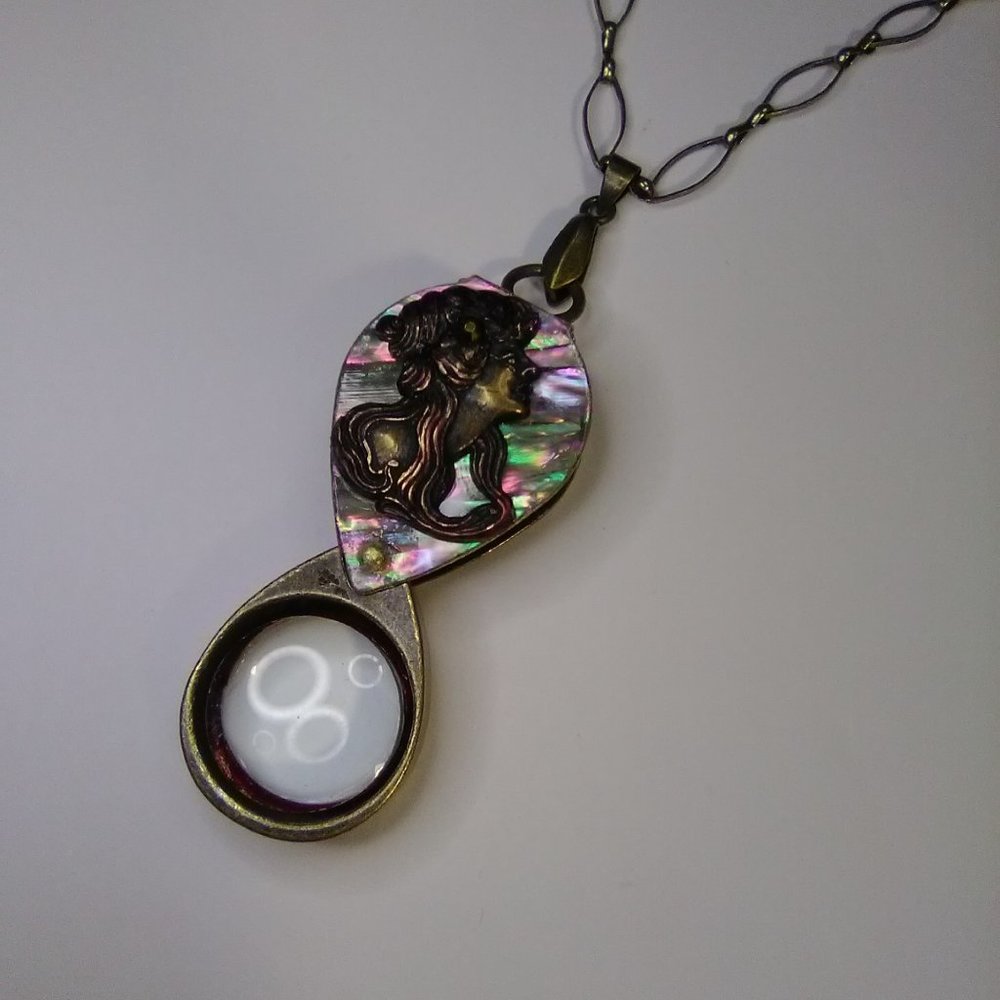Magnifying Glass Bronze Tone Vintage Style Art Nouveau Lady Face Mother …